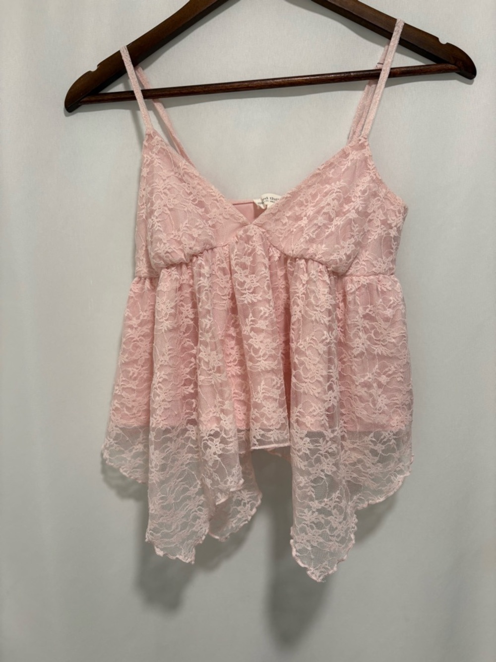 Pink Lace Babydoll Tank Top XS Sheer Feminine Cottagecore Y2K